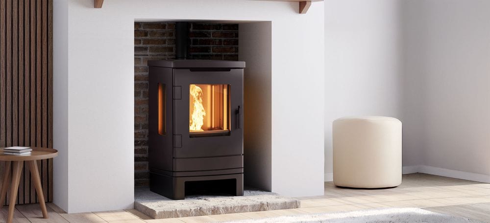 Fenna mit Sockel von Nordic Fire im Wohnraum