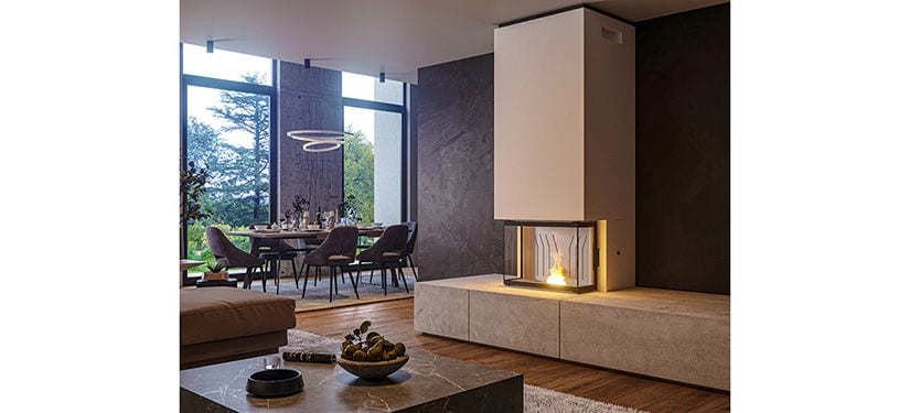 Sienna 3-seitig von Nordic Fire im Wohnraum